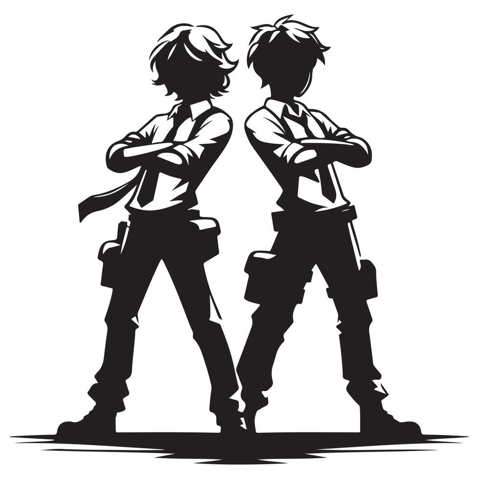 Male Friends Silhouette vector