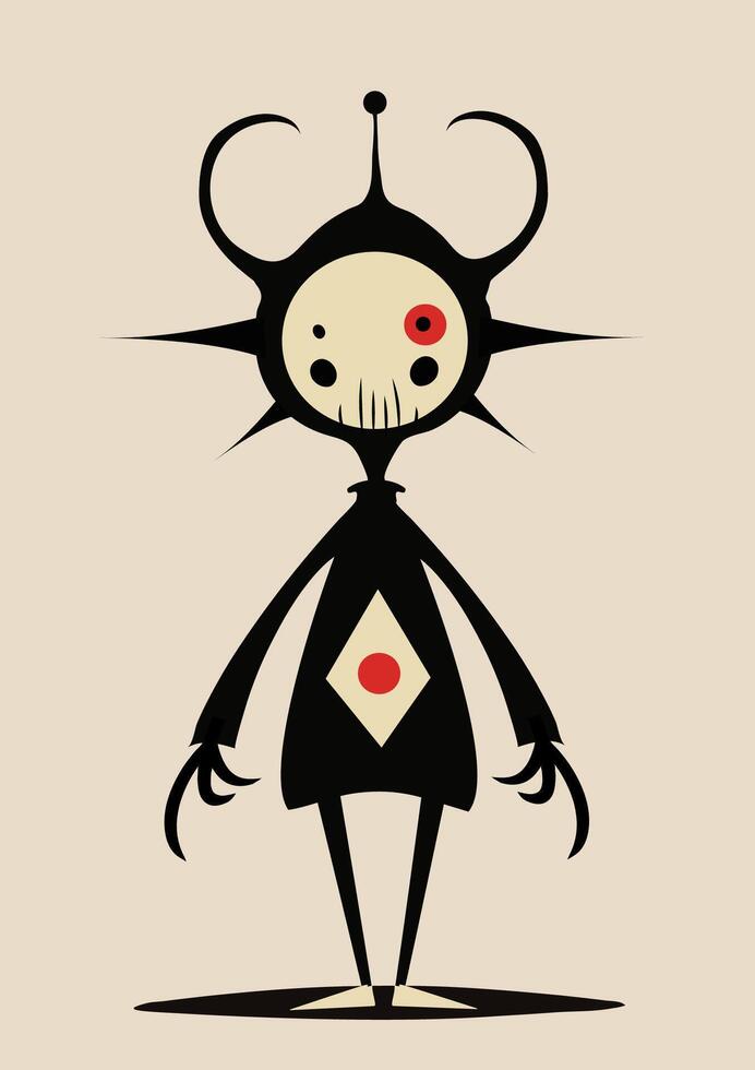 Cartoon character the style of Joan Miro Abstract Painting with Geometric Shapes. vector