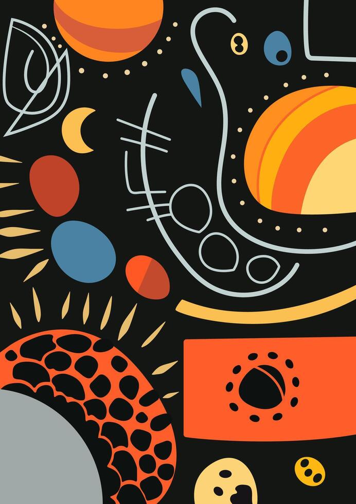 Psychedelic abstraction. Scandinavian style of painting with geometric elements of texture. vector