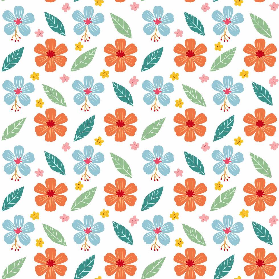 Floral pattern with colorful flowers and leaves vector