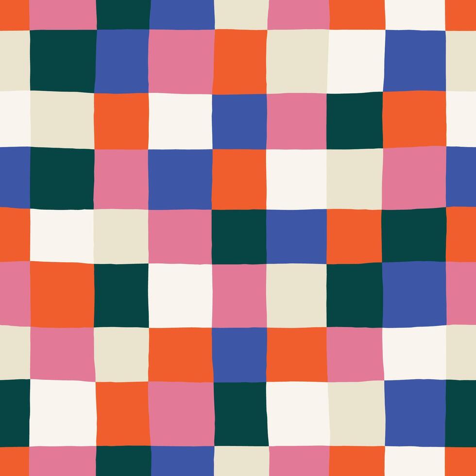 Playful Checkered Pattern In Multicolor in Blue and Red vector