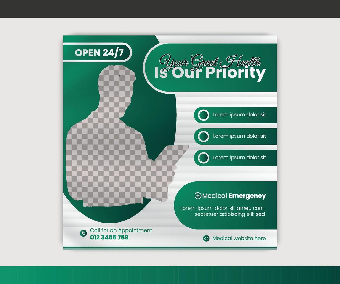 Modern medical social media post design vector