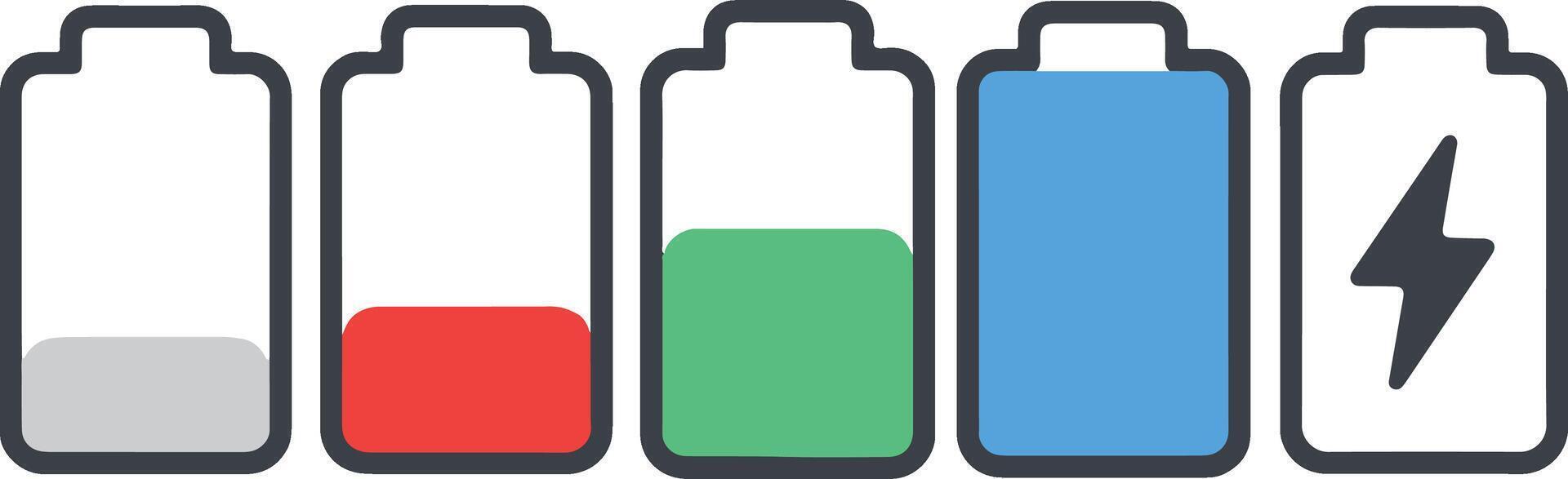 Battery level indicators charging power energy vector