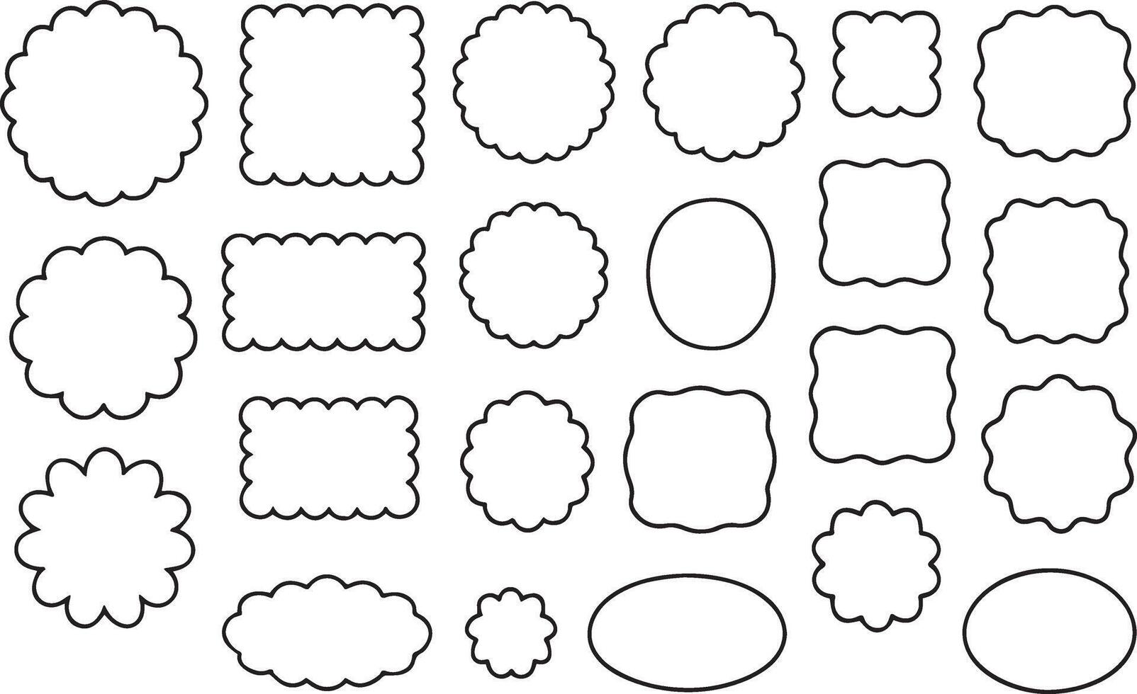 Scalloped and wavy bordered shapes borders frames vector