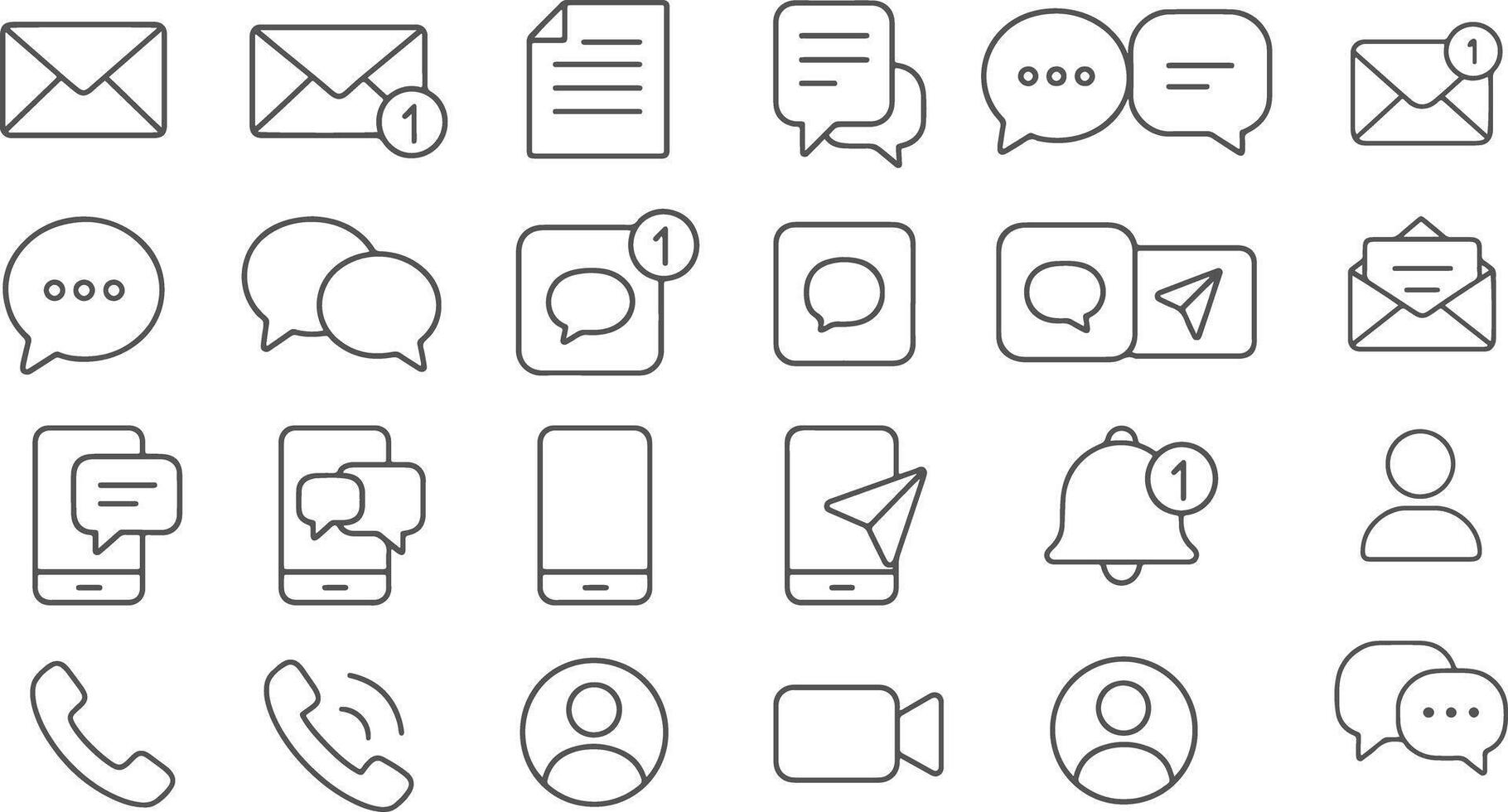 Communication and notification icons envelope message vector
