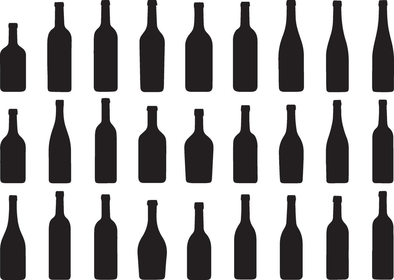 Multiple black wine bottles glass bottle beverage container vector