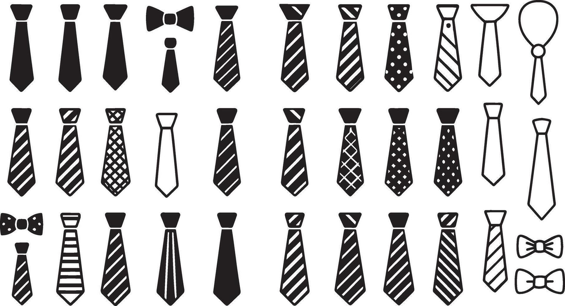 Black neckties and bowties assortment formal wear accessory vector