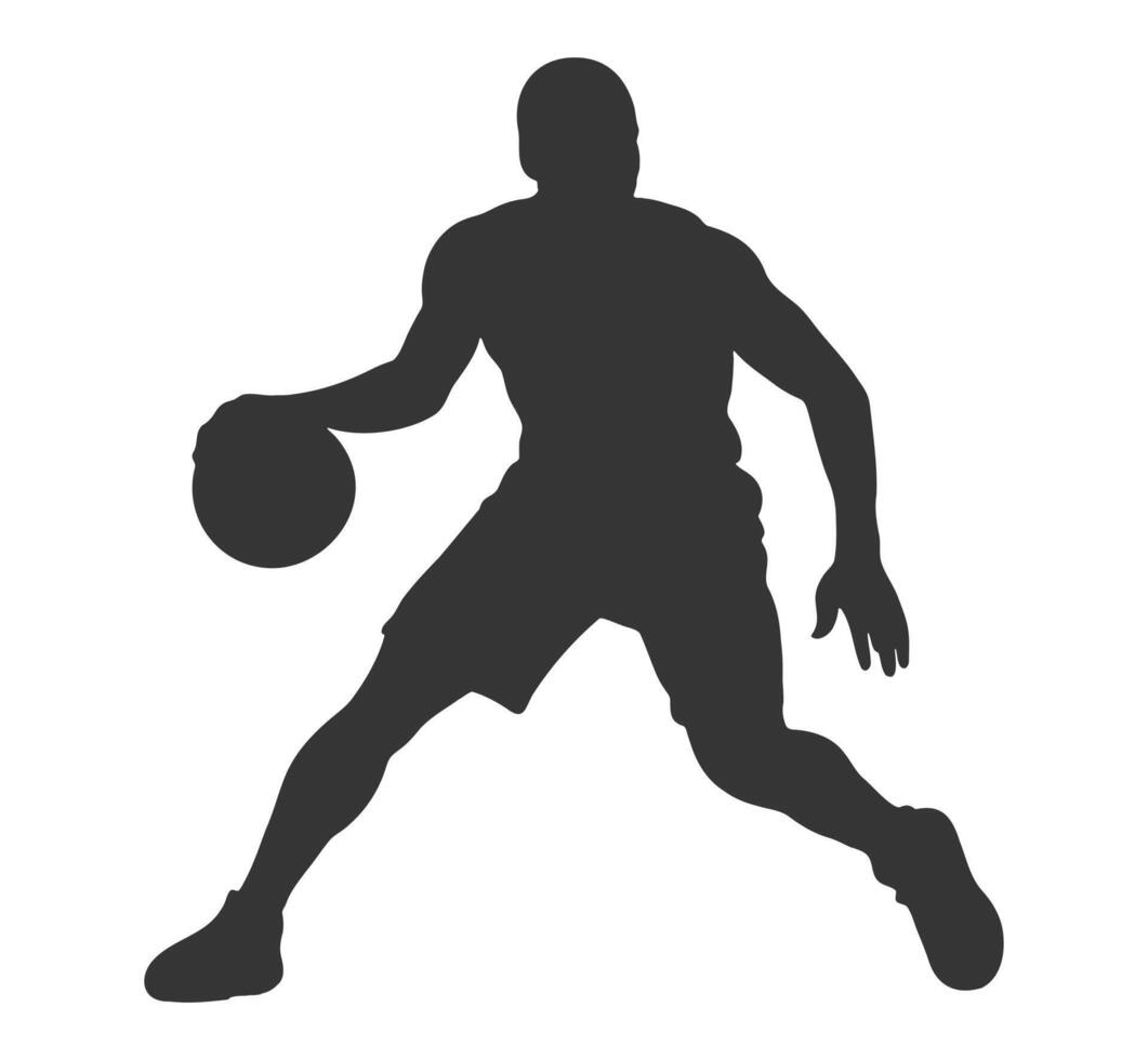 Basketball player dribbling silhouette sport vector