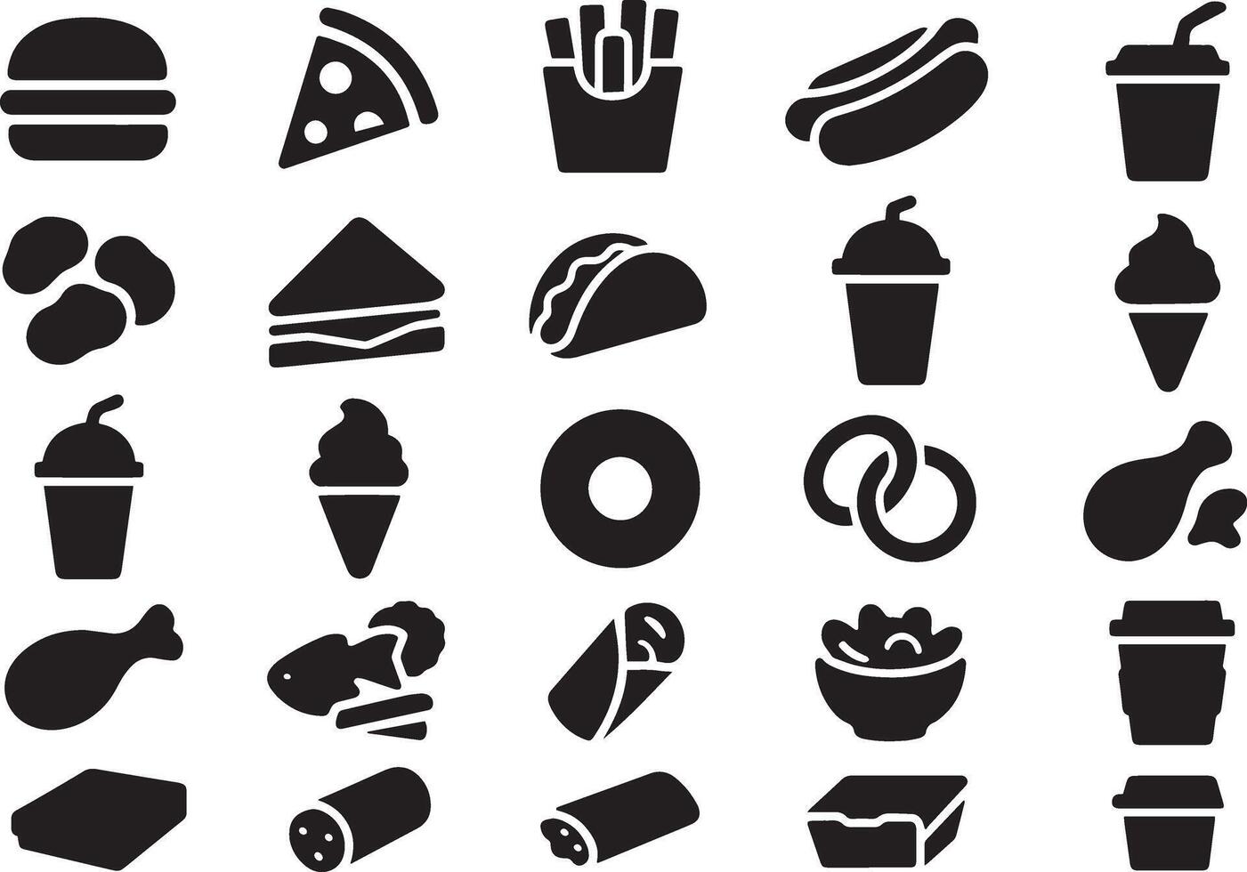 Fast food icons burger pizza vector