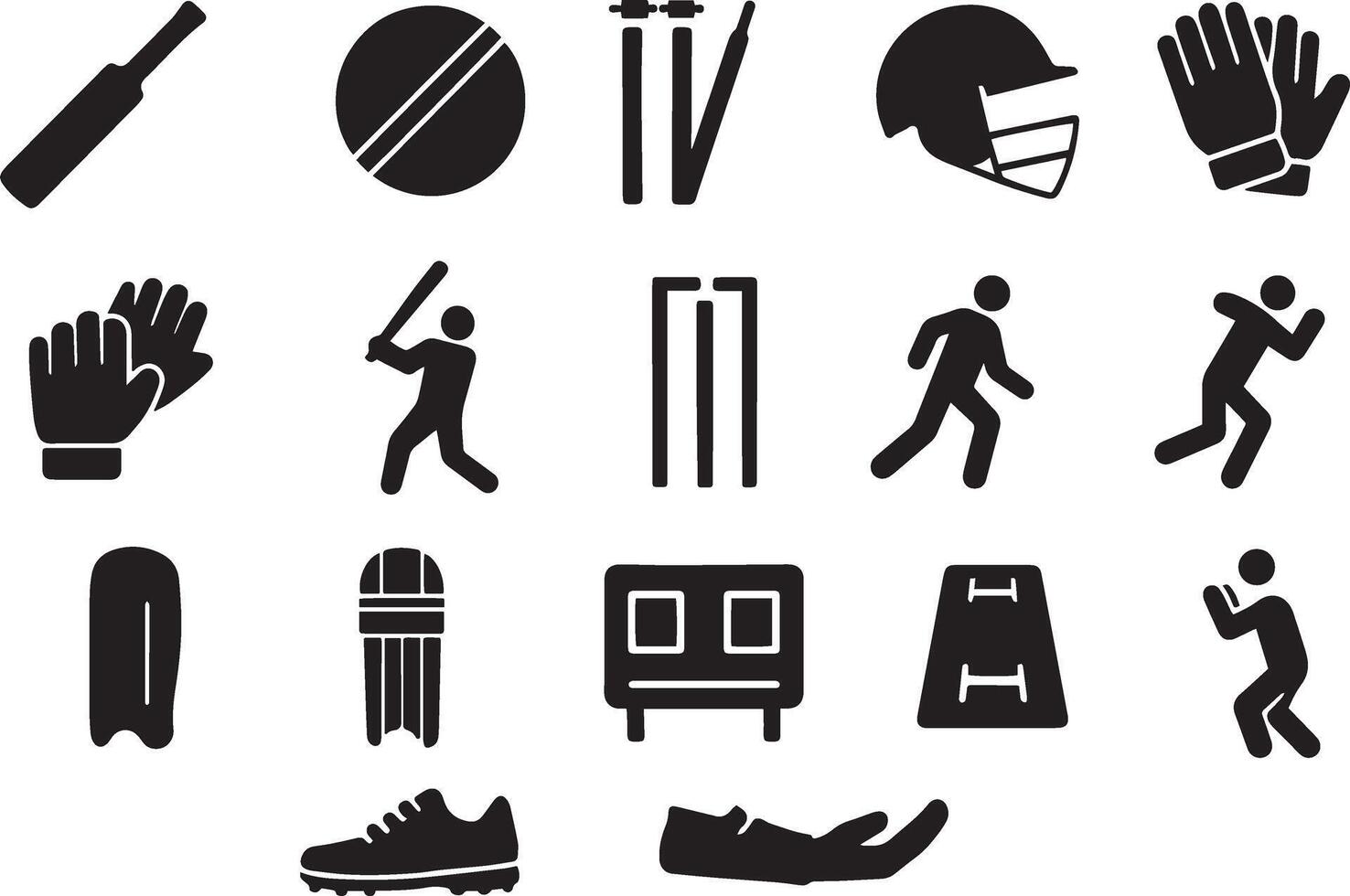 Cricket equipment and players ball wickets vector