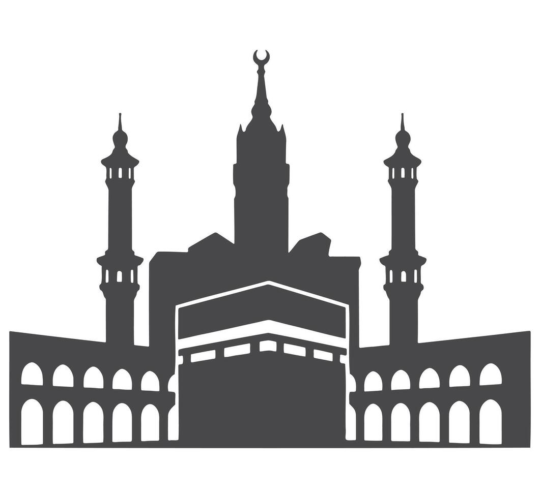 Islamic holy site mosque architecture kaaba building vector