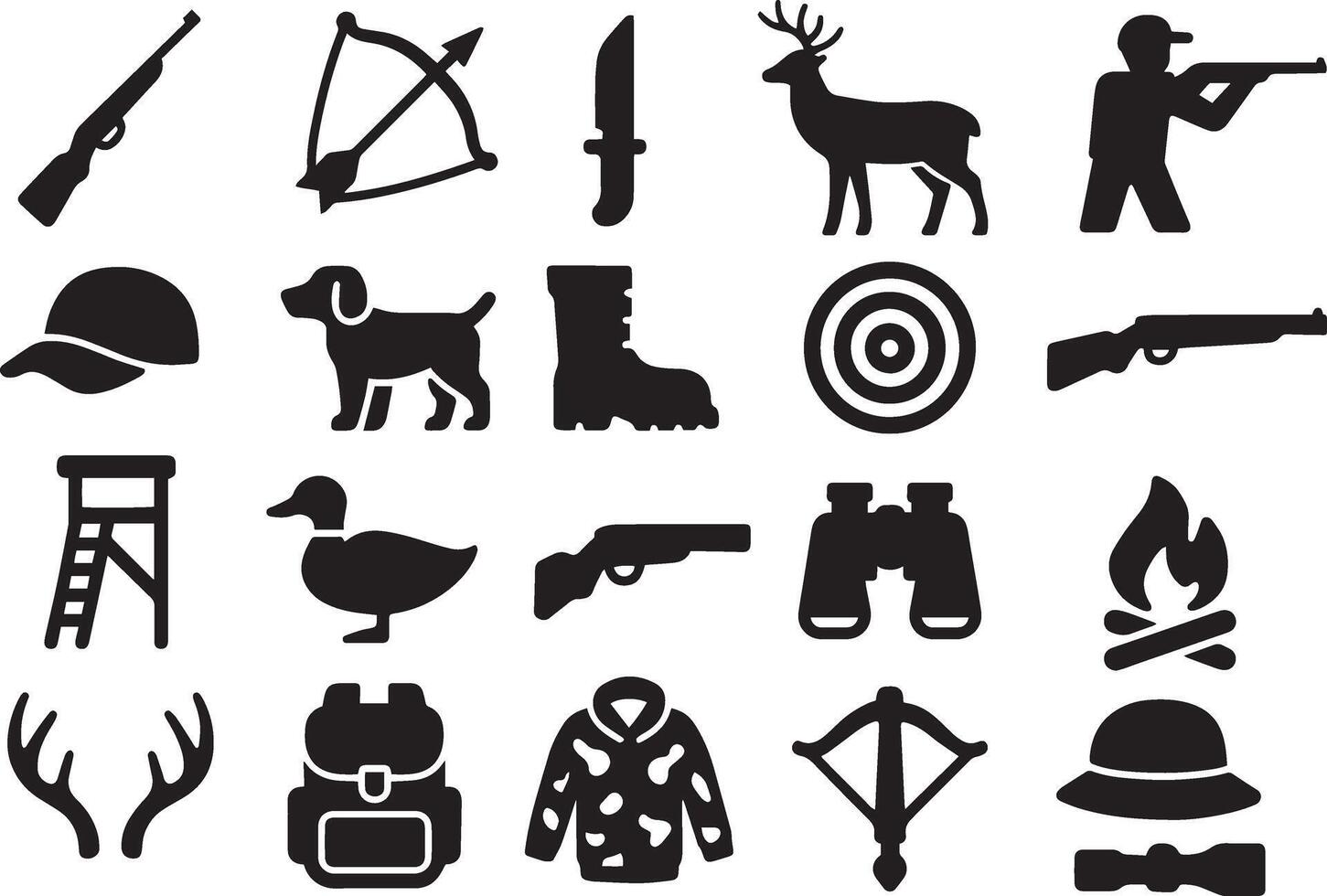 Hunting equipment and animals shotgun arrow vector