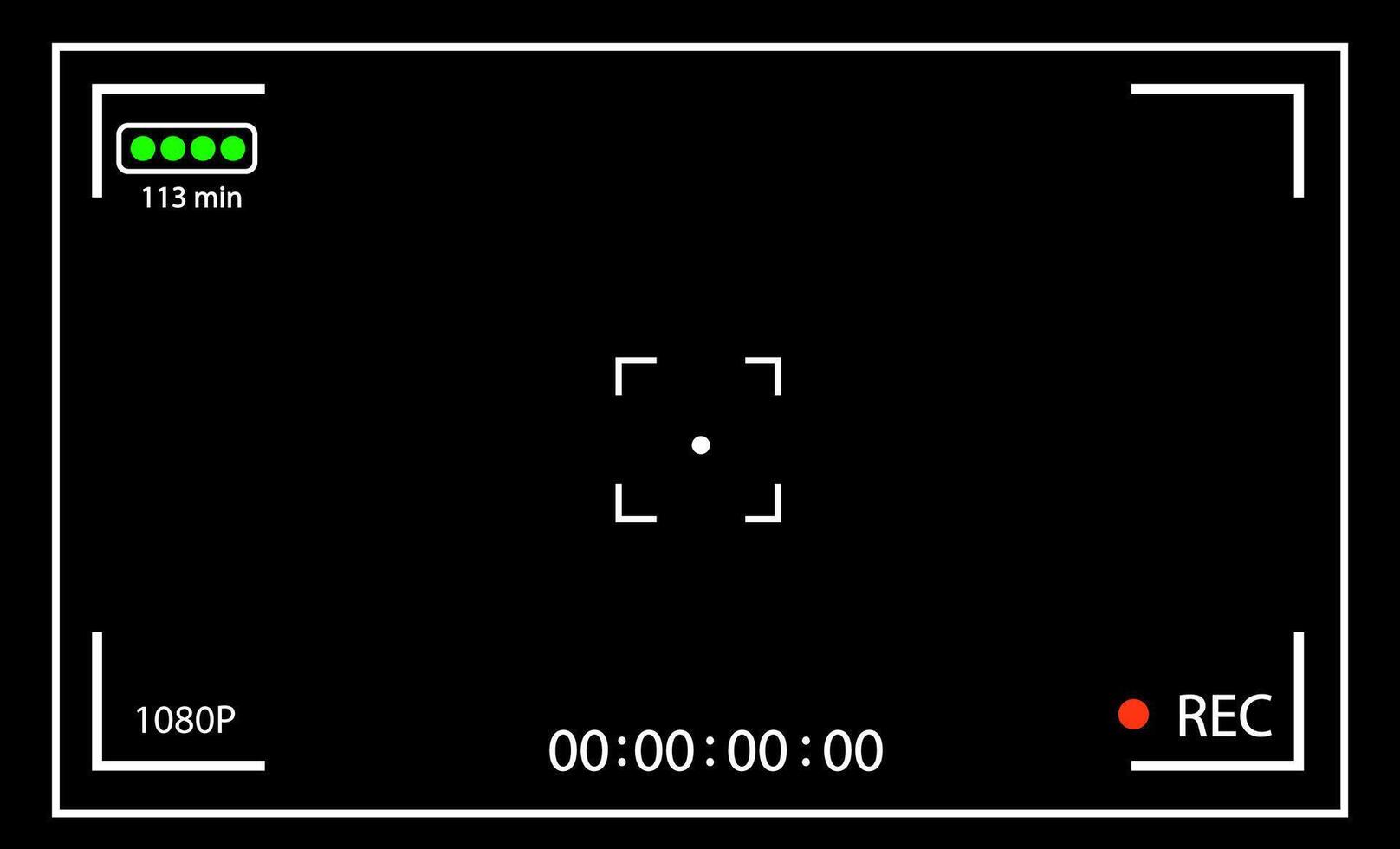 Digital 4K camera viewfinder. Camera rec interface viewfinder with digital focus and exposure settings. vector