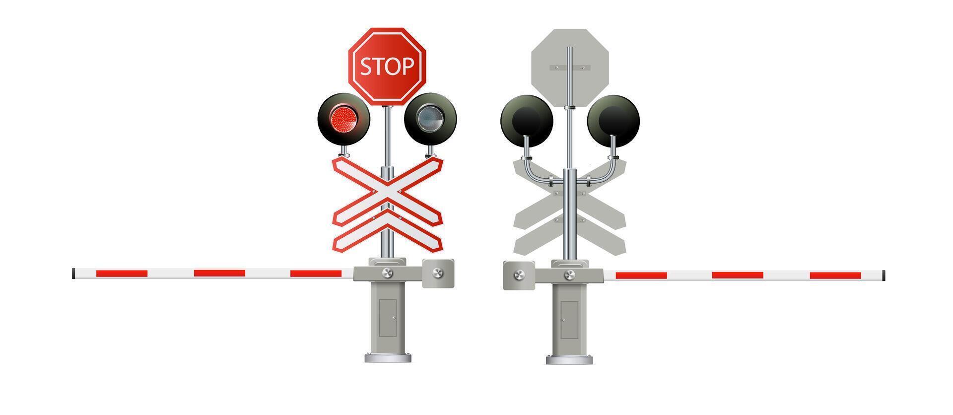 traffic light, Railway barriers close isolated on white background, design concept for start up, business solutions,development and innovation, creativity, vector