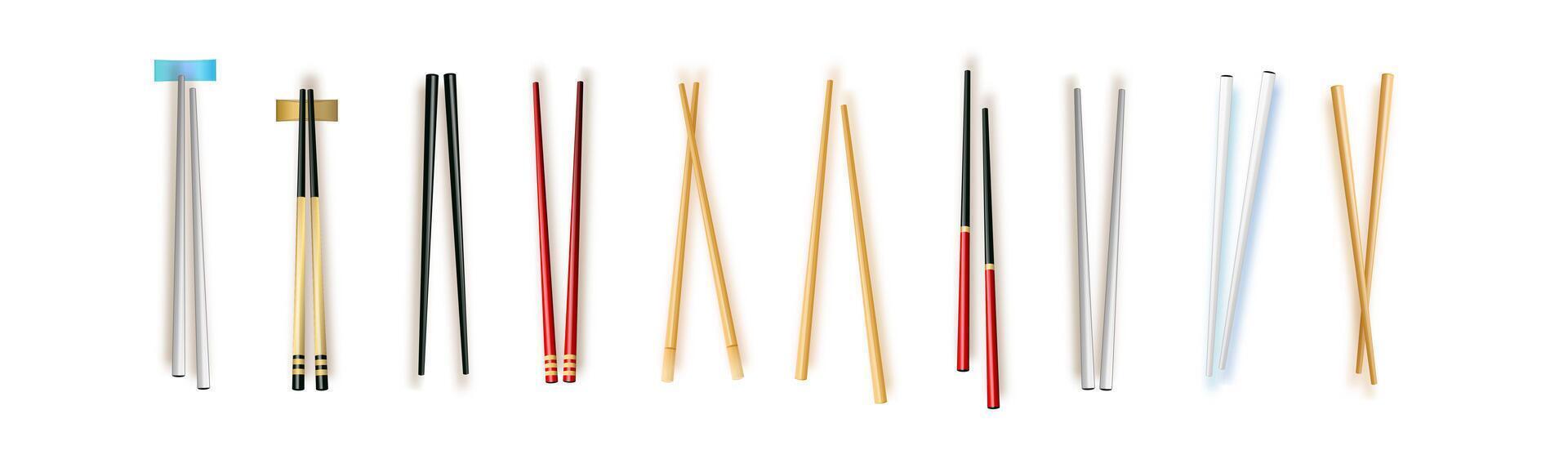 Various styles of chopsticks displayed vector
