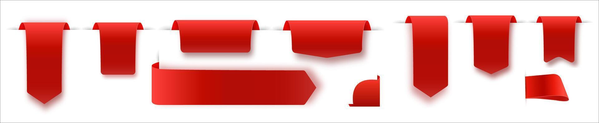 Collection of red ribbon designs vector