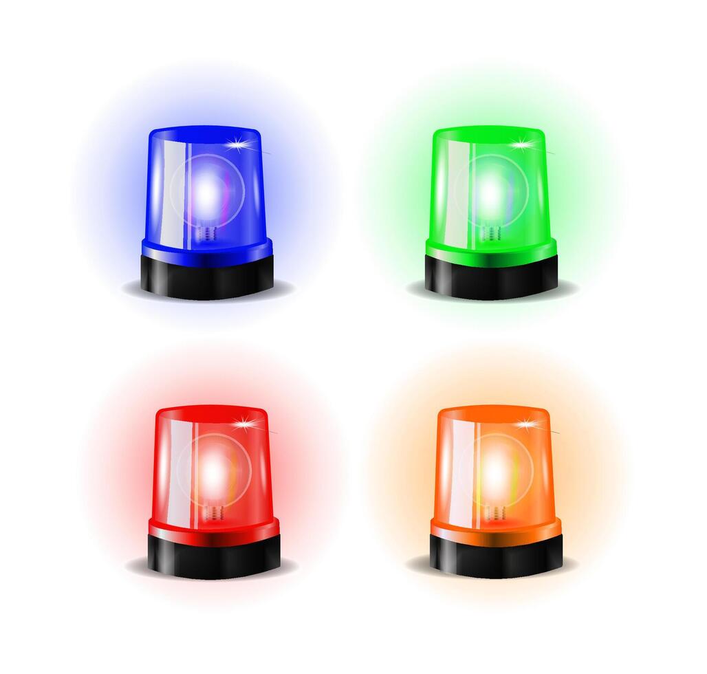 Four emergency lights in various colors vector