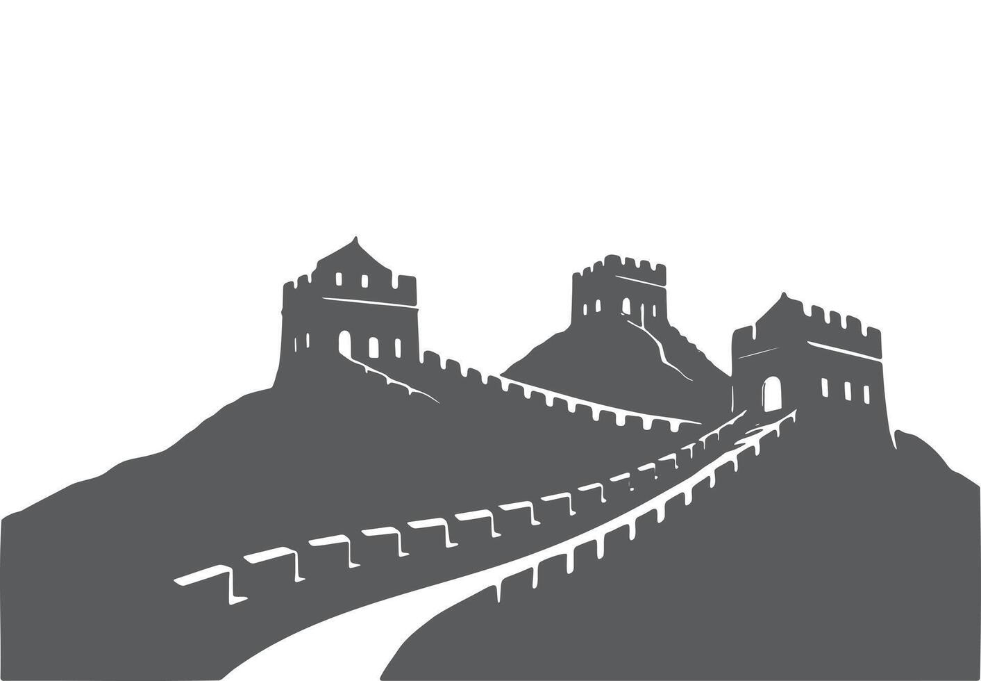 Great Wall towers and battlements china ancient vector