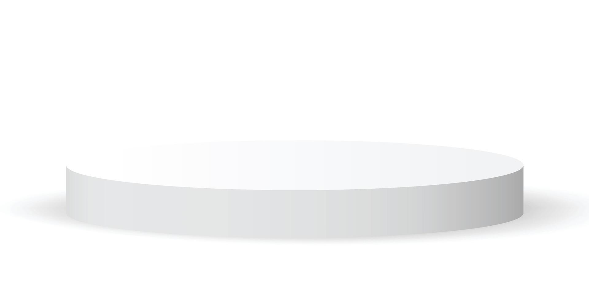 3d empty white round podium, modern pedestal and platform, stand stage, cylinder, round empty stages and podium stair template for product presentation, awards vector