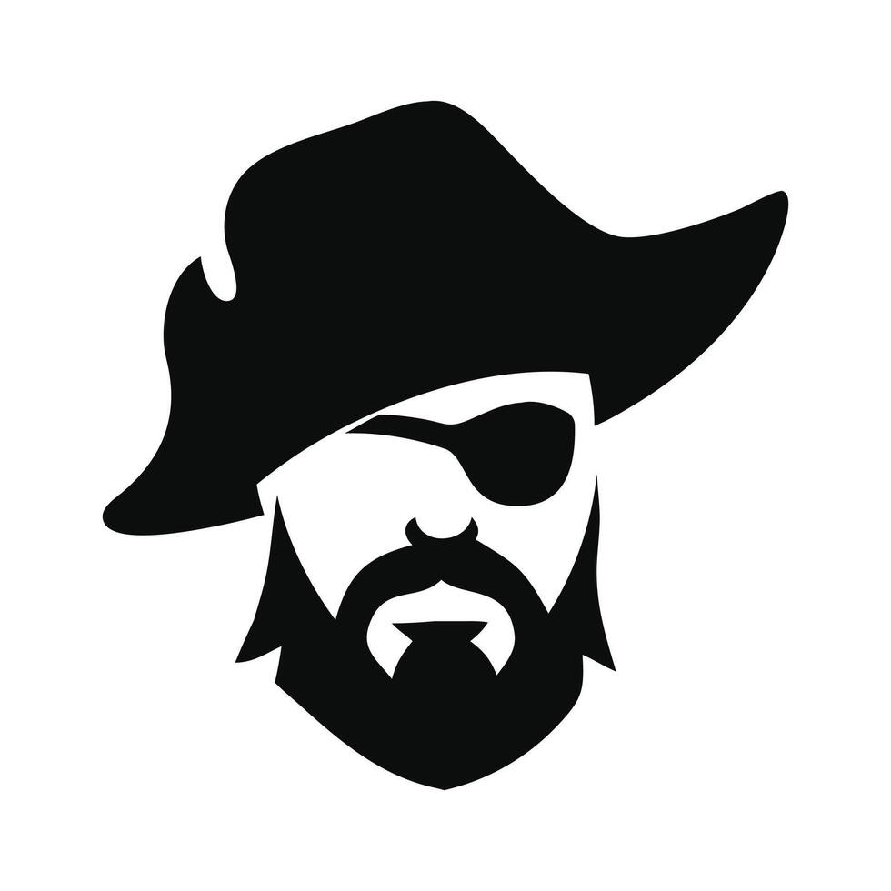 Pirate Face with Beard and Hat vector