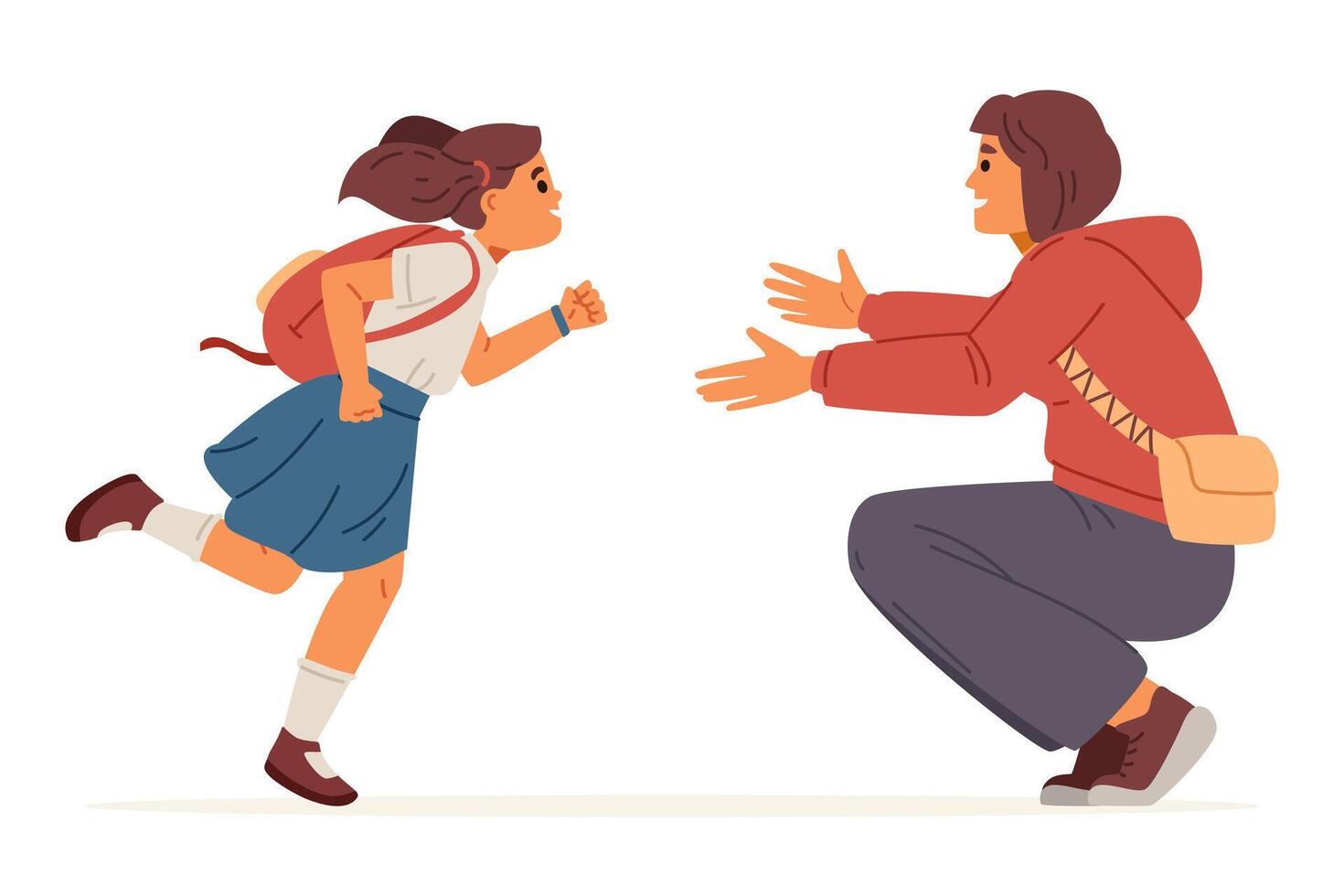 Child running to parent with open arms vector