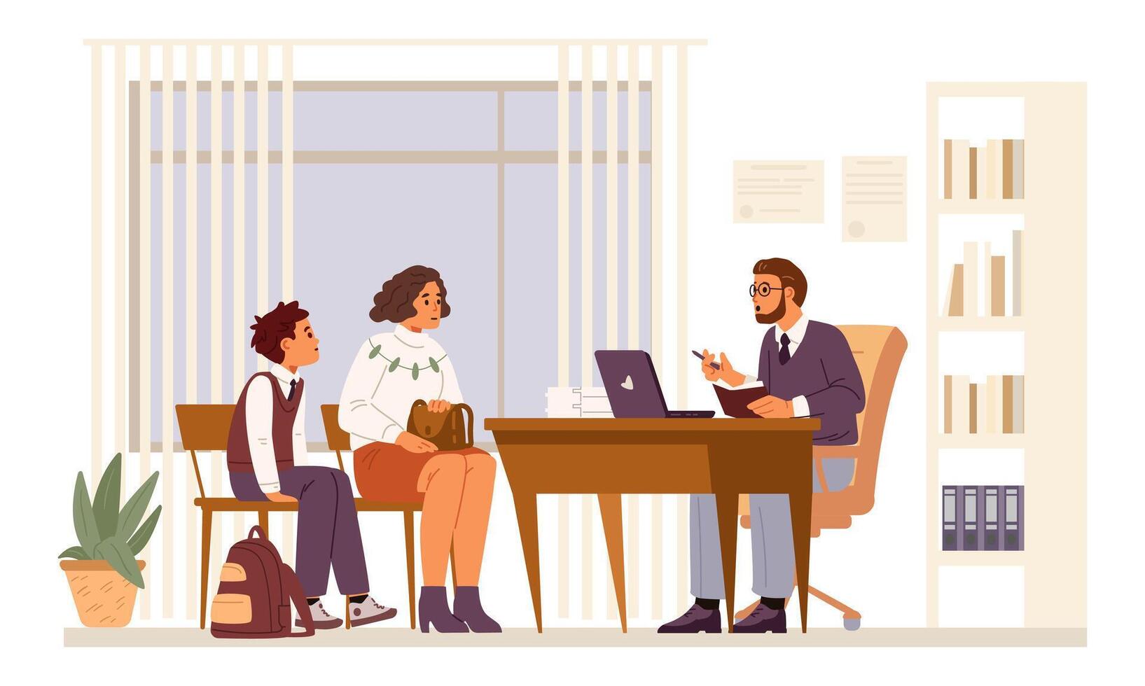 Family consultation in an office setting vector