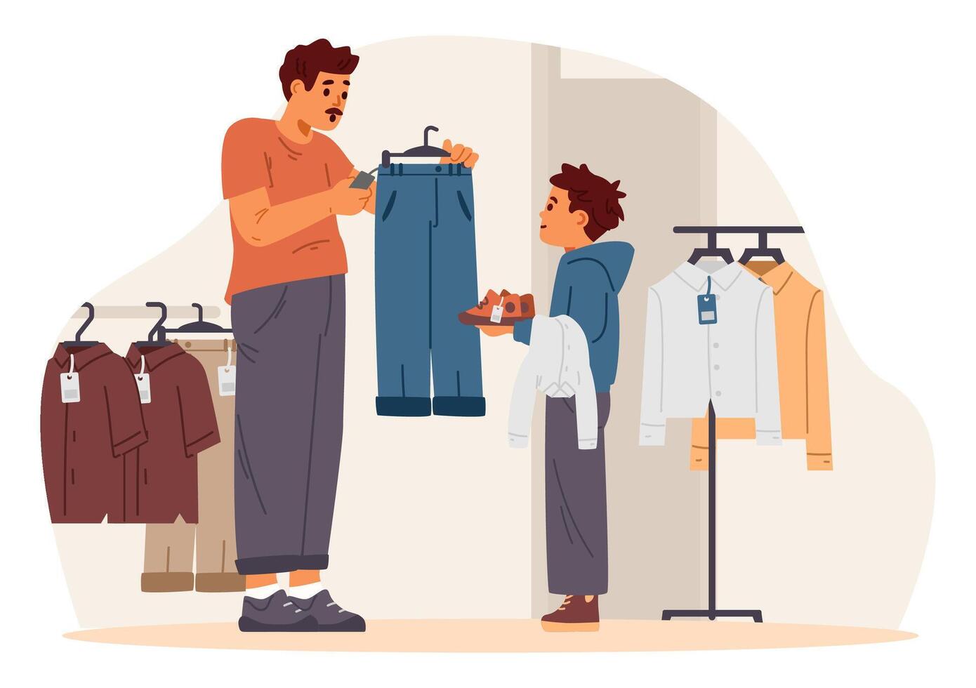 Father shopping with his son vector
