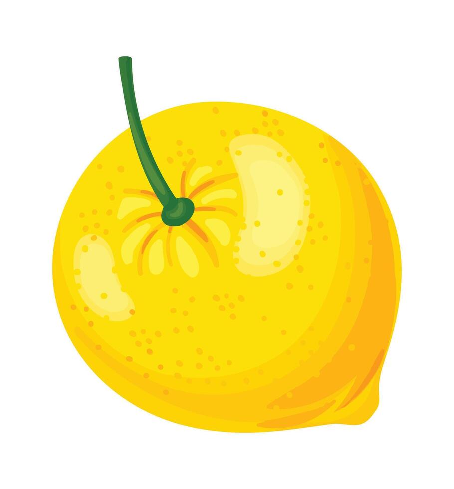 Vibrant yellow lemon with attached green stem, showcasing its freshness and ripeness, perfect for adding a zesty touch to culinary creations or beverages vector
