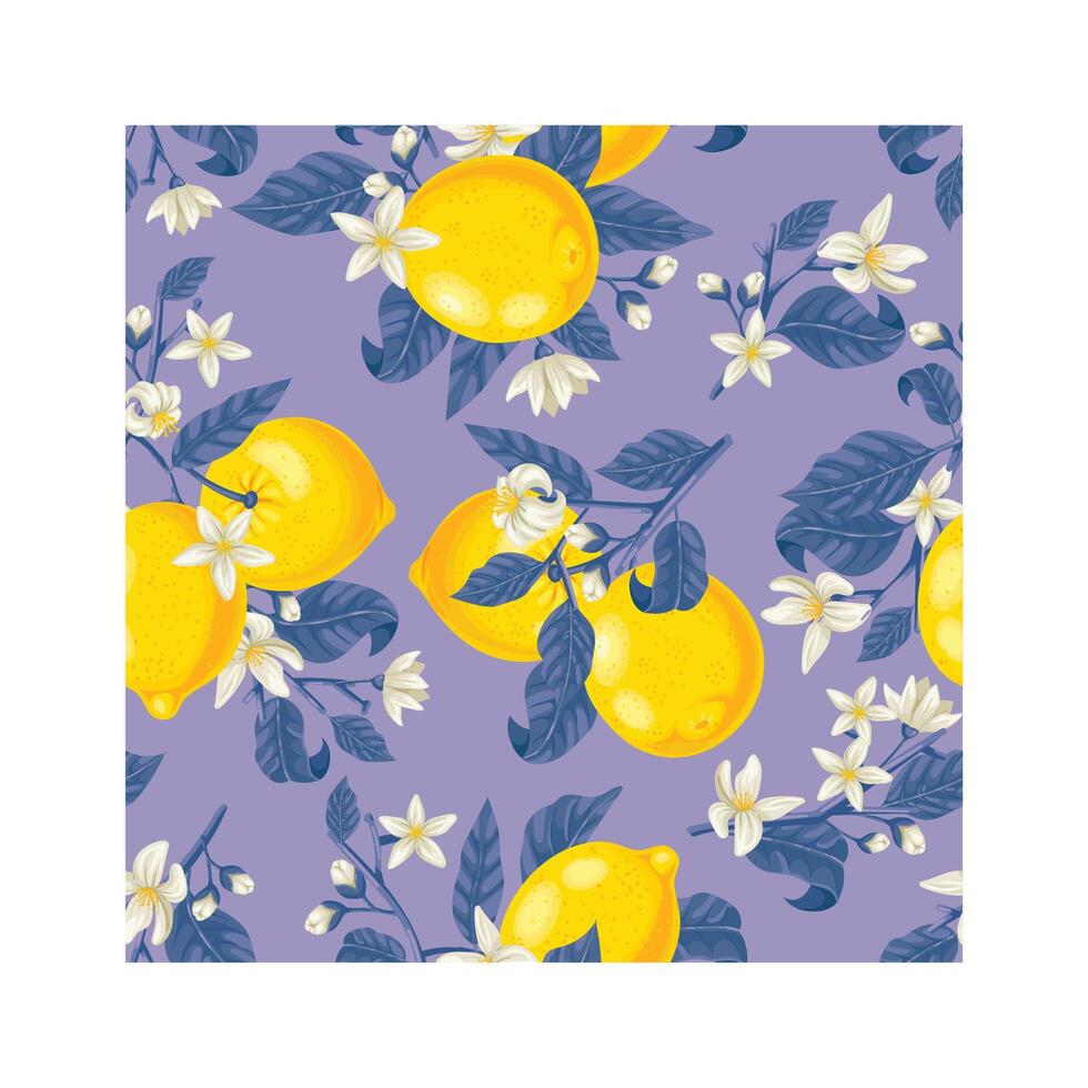 Vibrant lemons and flowers illustration vector