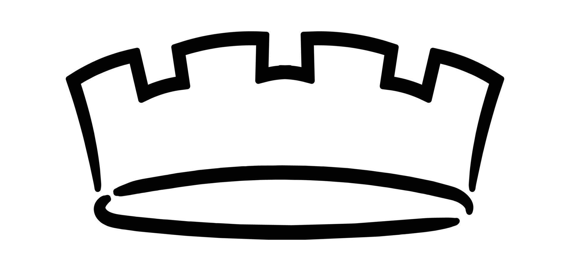 Hand drawn illustration featuring a basic crown, representing monarchy, power, and leadership through bold lines and a minimalist design, capturing the essence of royalty and authority vector