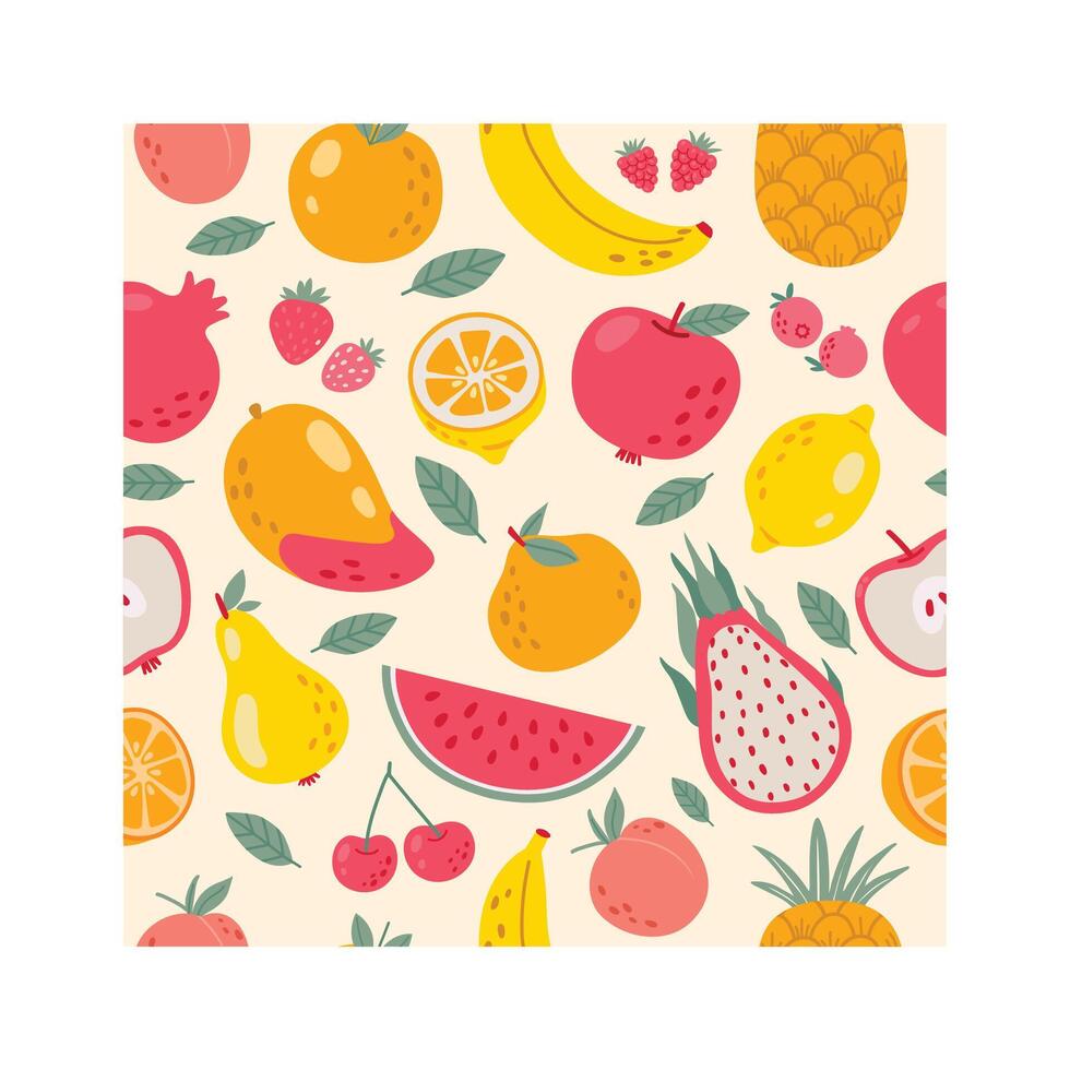 Colorful fruits pattern illustration design vector