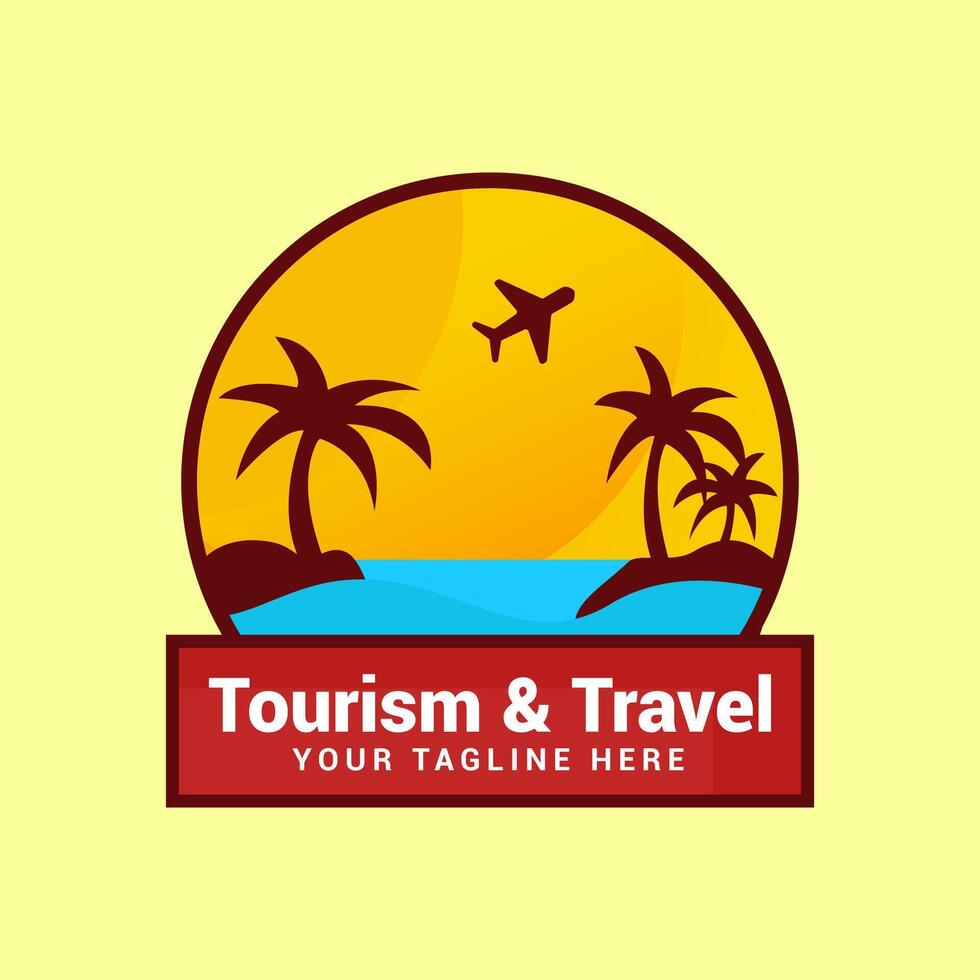 Tourism And Travel Logo on Summer Holiday Background vector