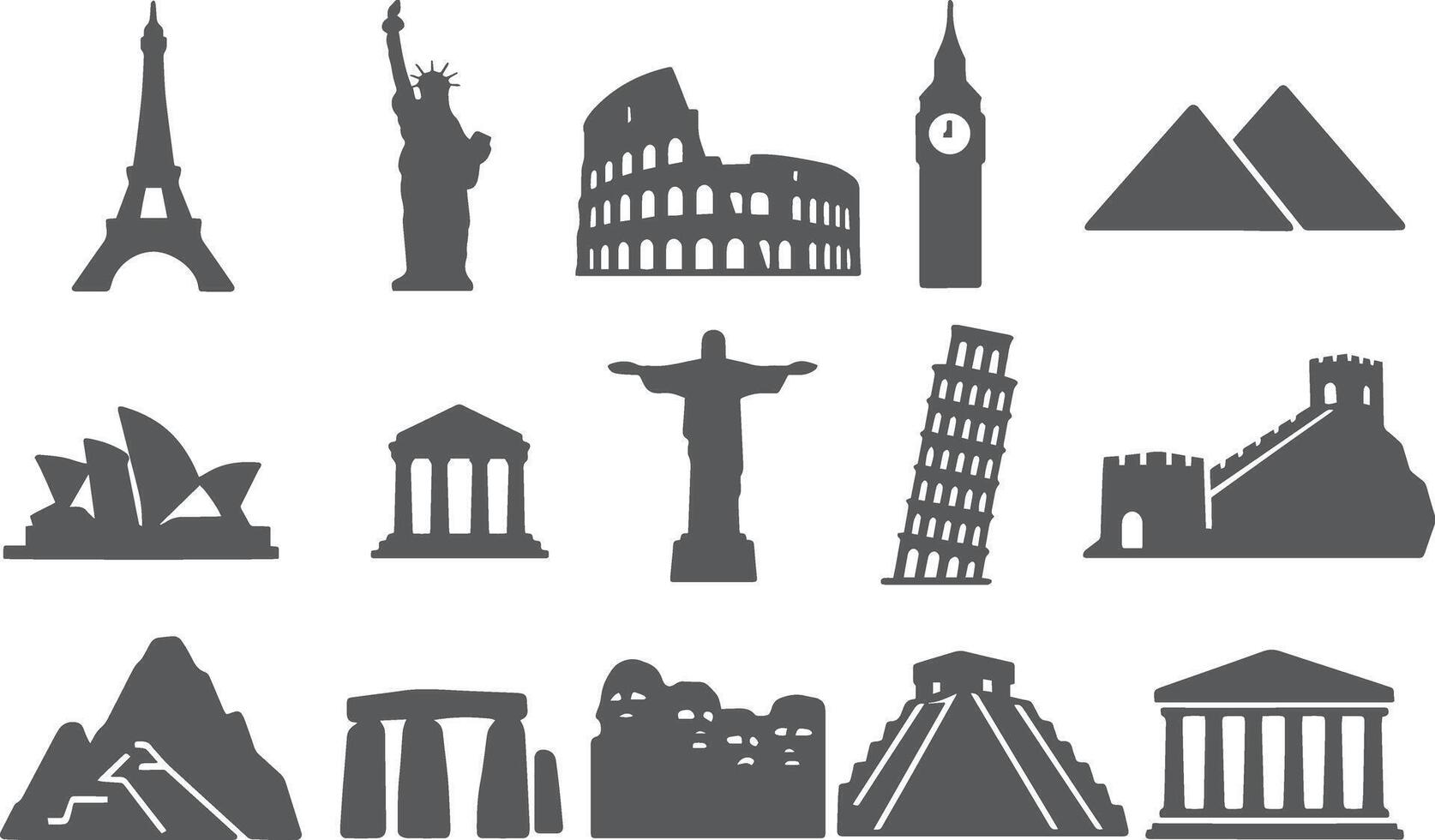 Famous landmarks world travel icons paris statue vector
