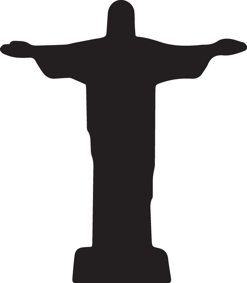 Christ statue silhouette black white vector