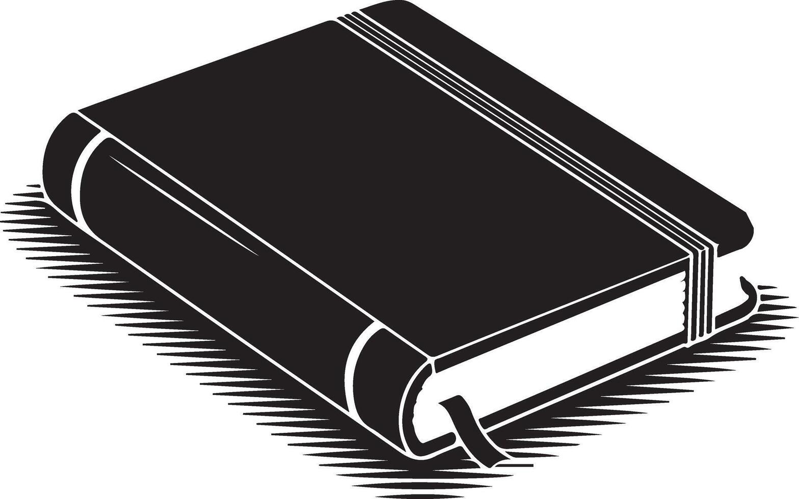 Black and white book illustration with bookmark and diagonal shading vector