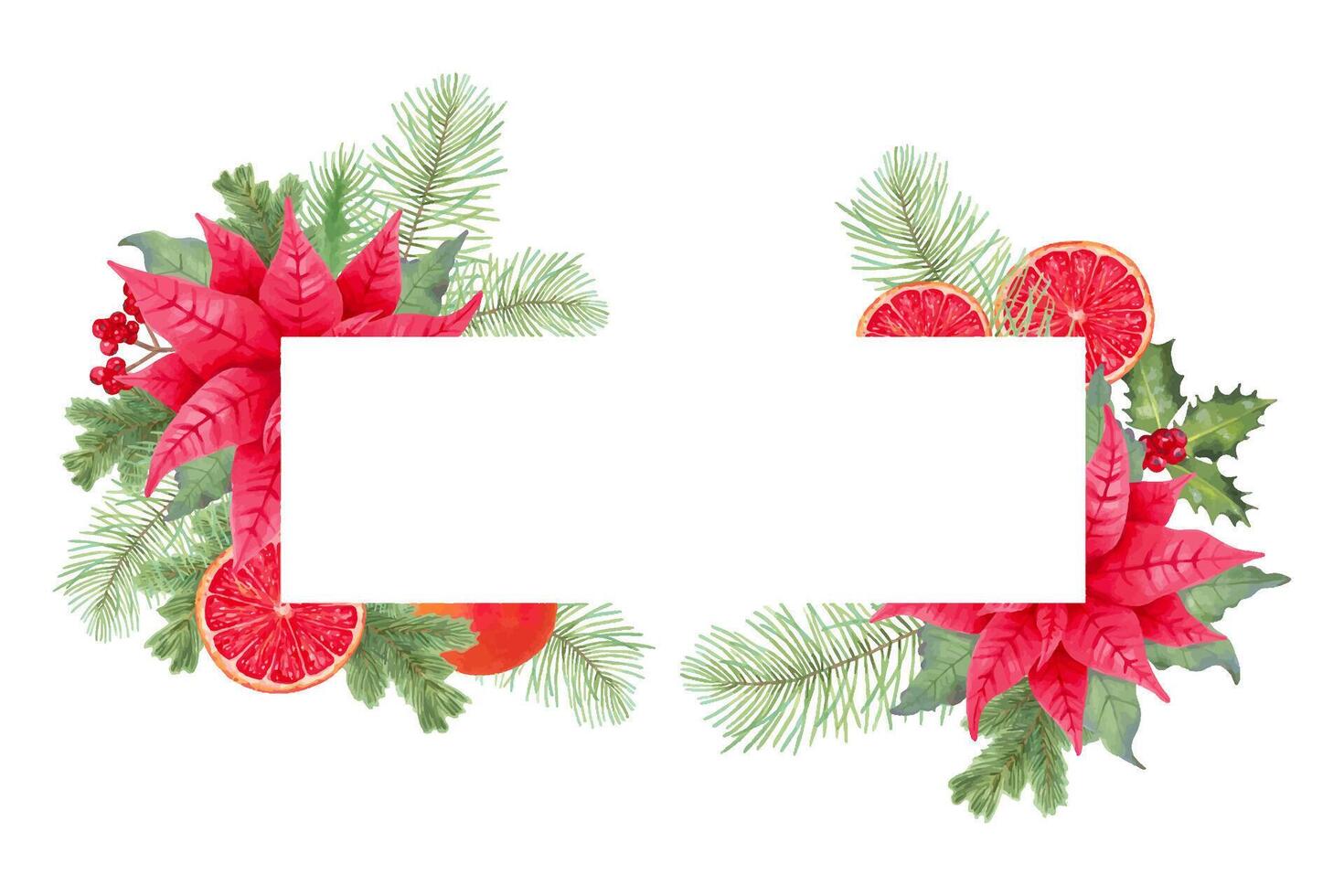 Christmas floral frame design vector