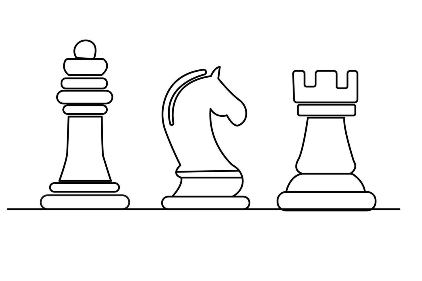 Outline of knight chess figure in minimal continuous line drawing with isolated elegant design vector