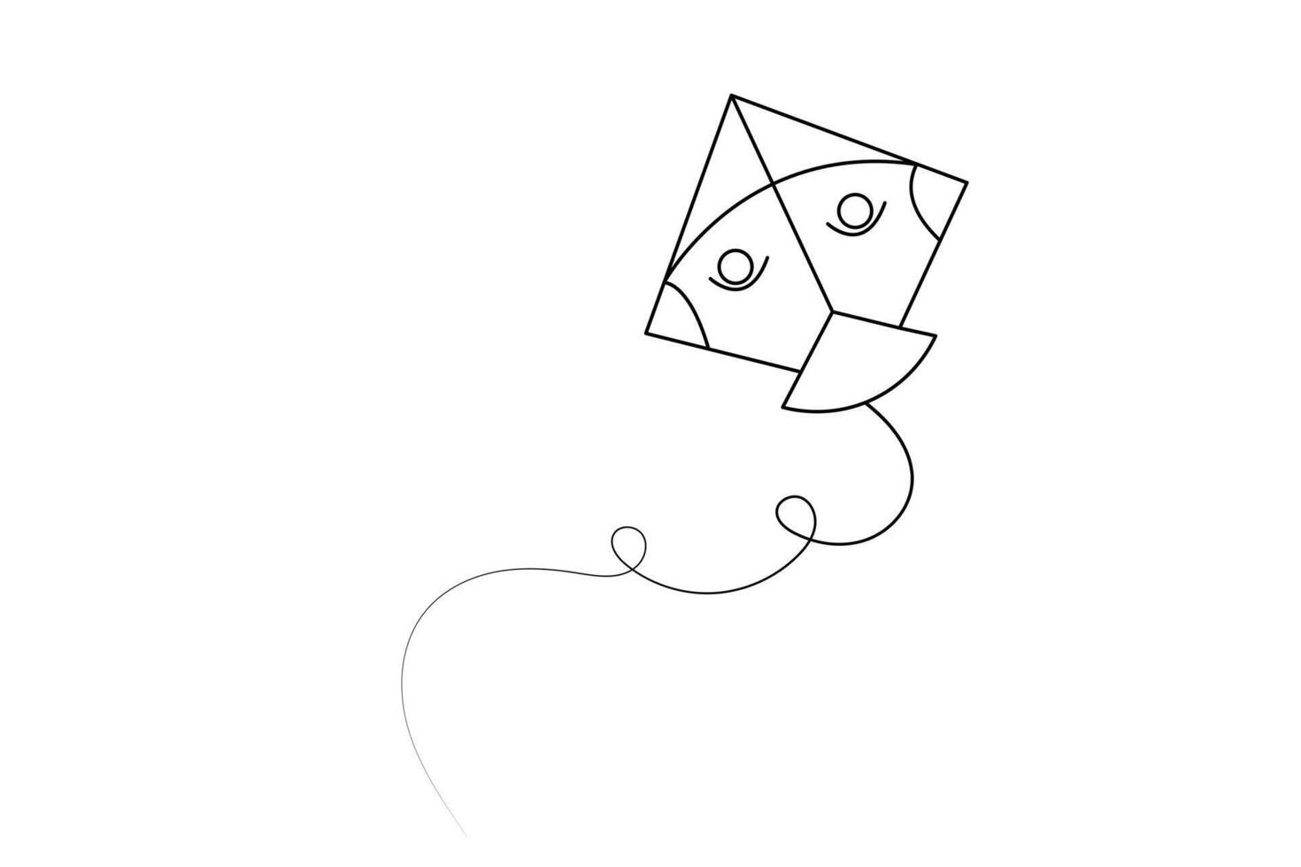 One line kite artwork in isolated minimal style with elegant and creative outline look vector
