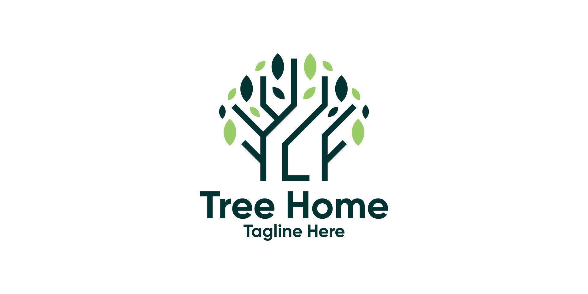 logo design tree and home,design greenhouse modern. vector