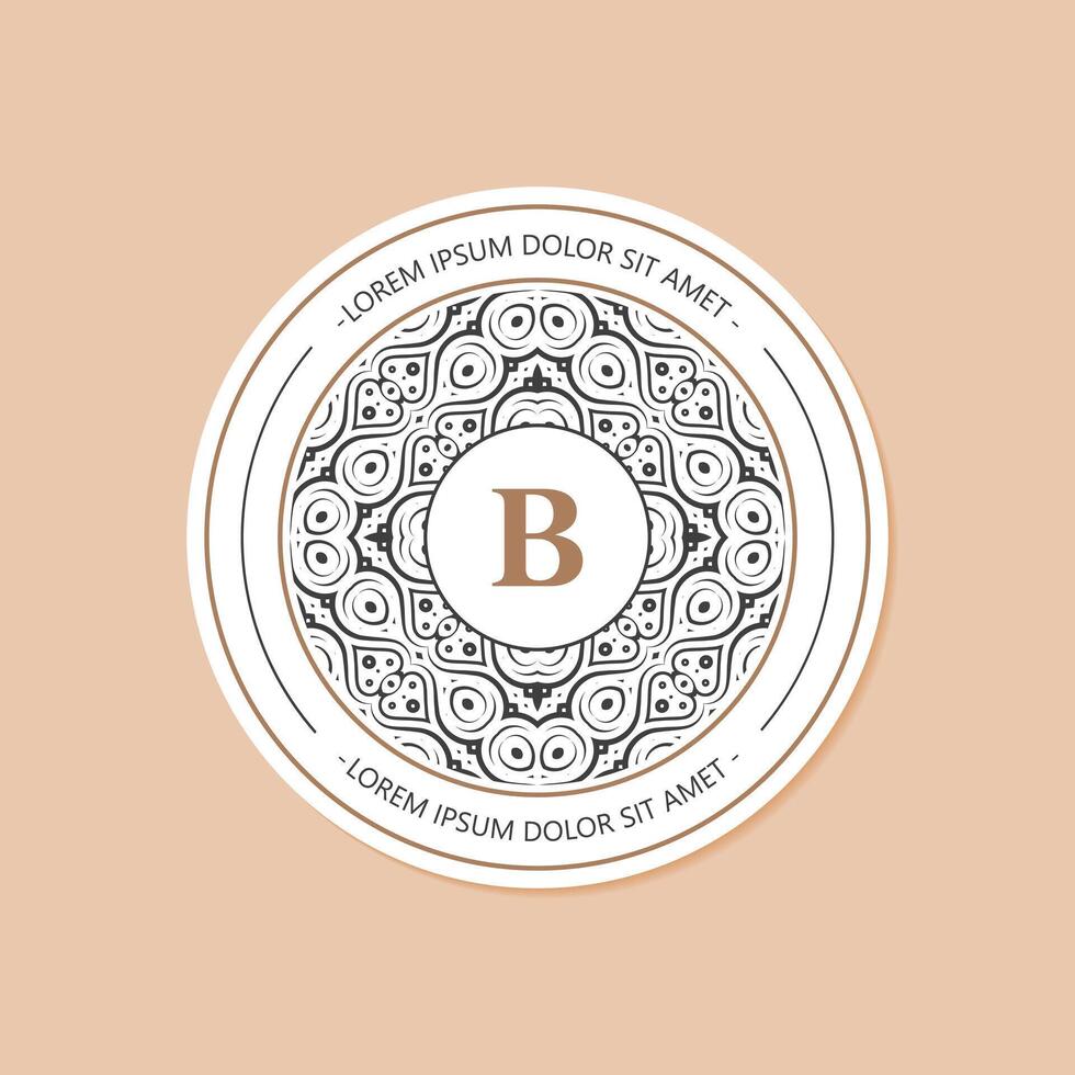 Ornamental Letter B Monogram Circle Frame Decorative Element vector