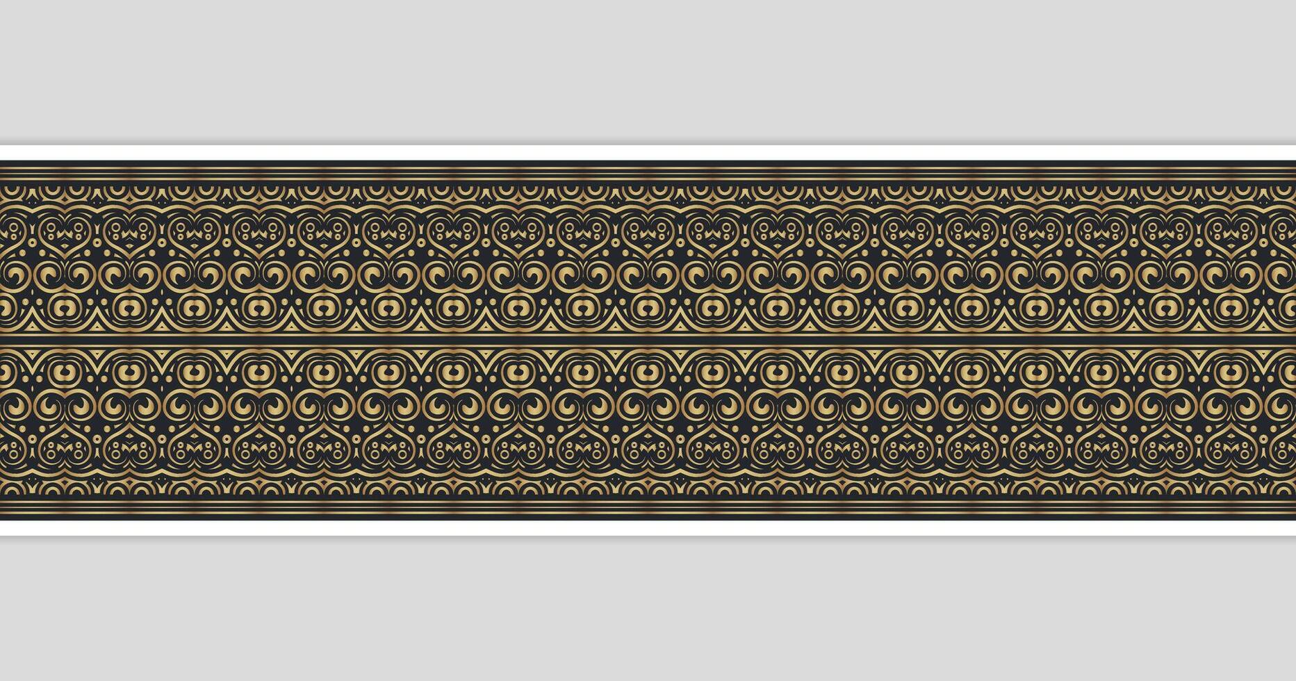 Ornate Golden Swirl Decorative Seamless Pattern Border Repeatable Ornament. vector