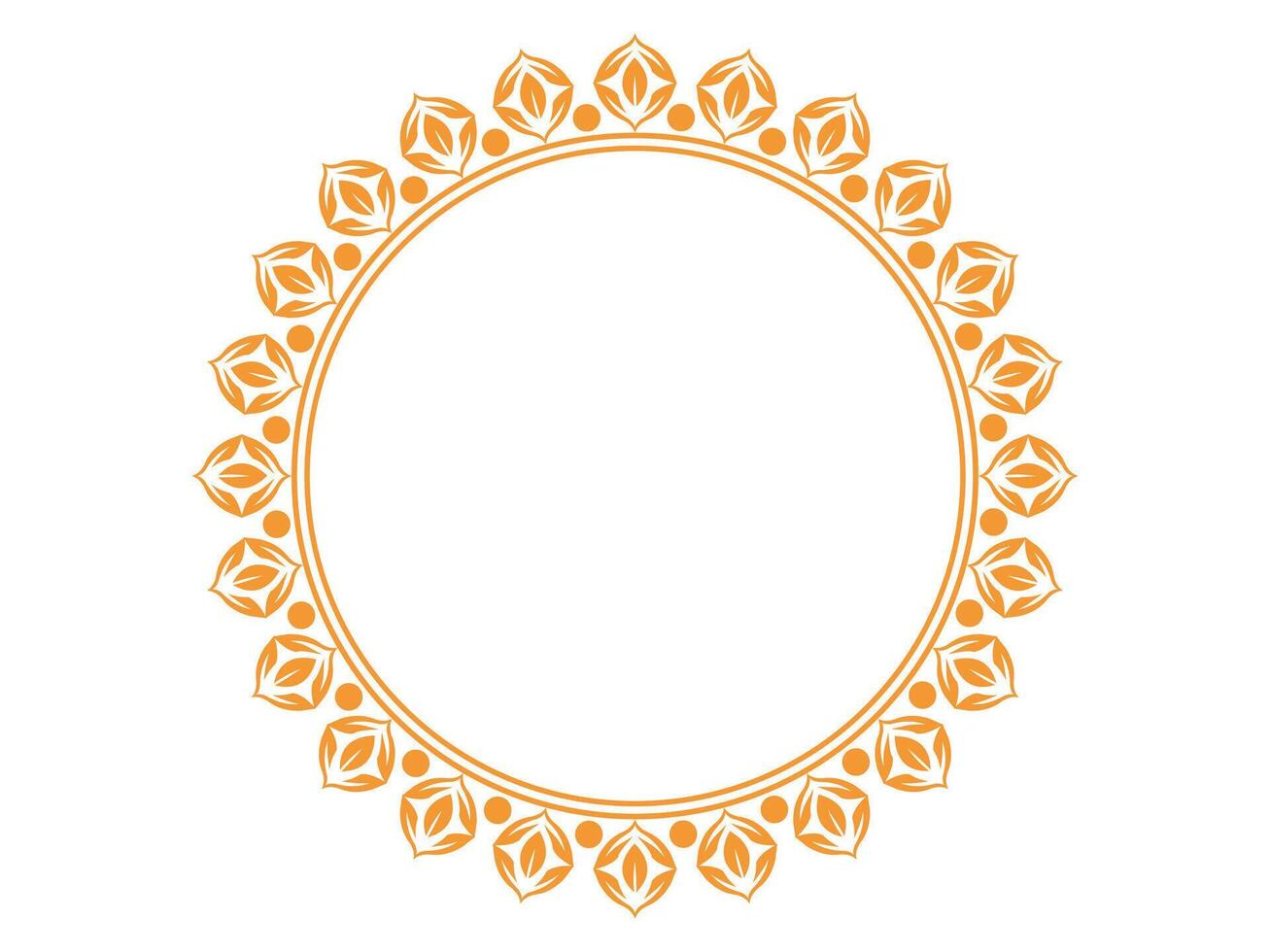 Elegant Orange Ornate Circular Frame with Intricate Decorative Details for Invitations vector