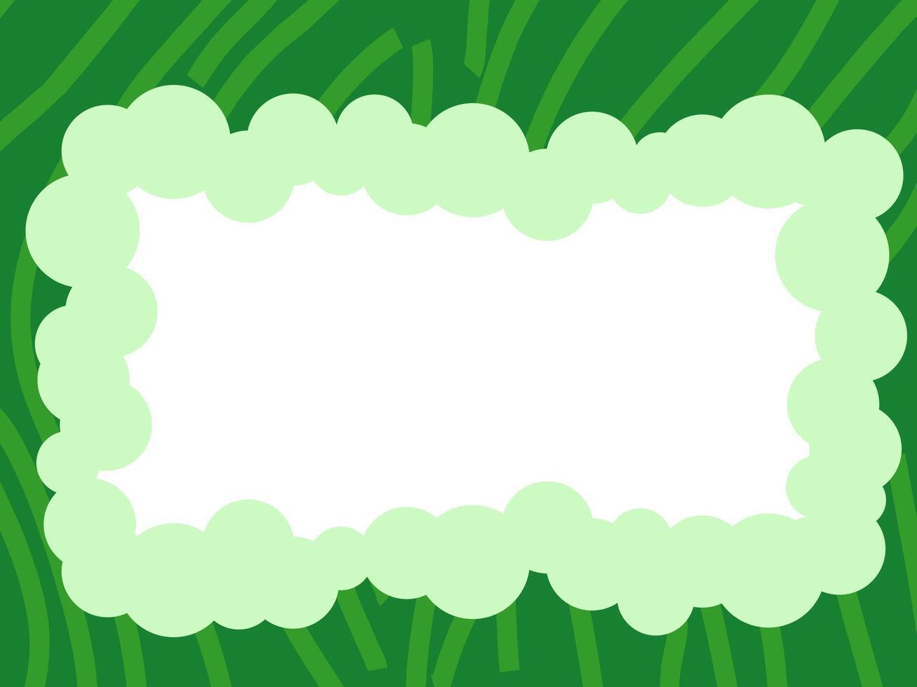 Vibrant Green Background with a Lighter Cloud-like Frame and Subtle Wavy Lines for Playful Designs vector