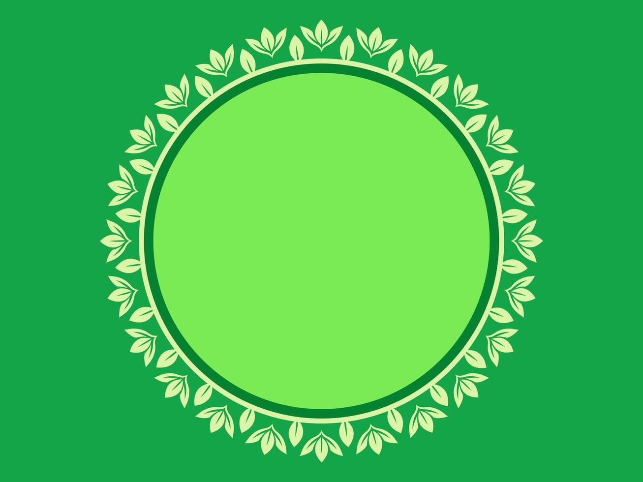 Vibrant Green Leaf Wreath Frame on a Contrasting Background with Lighter Inner Circle for Natural Branding vector