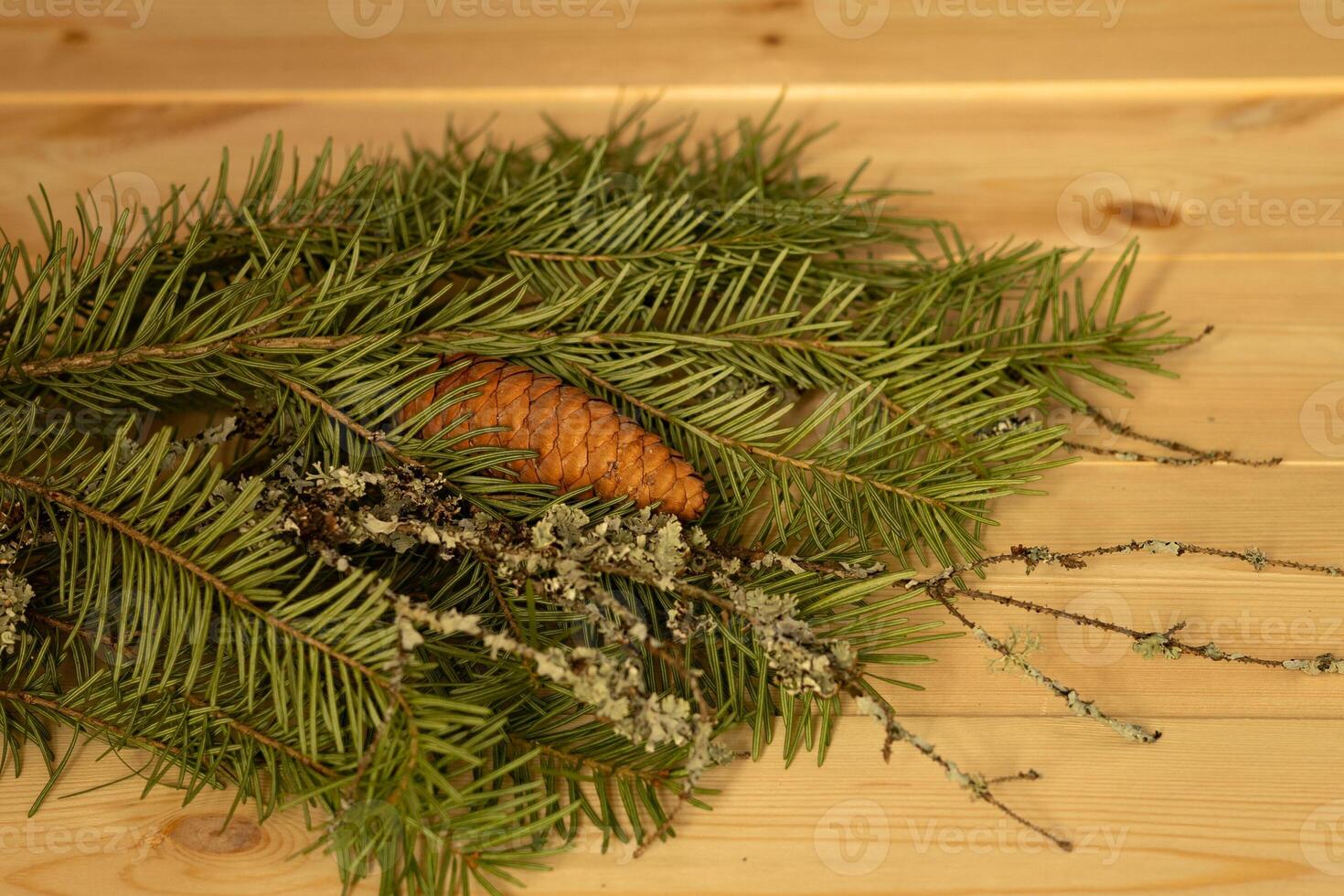 Christmas concept.Christmas bouquet with a bump, green spruce branches. photo
