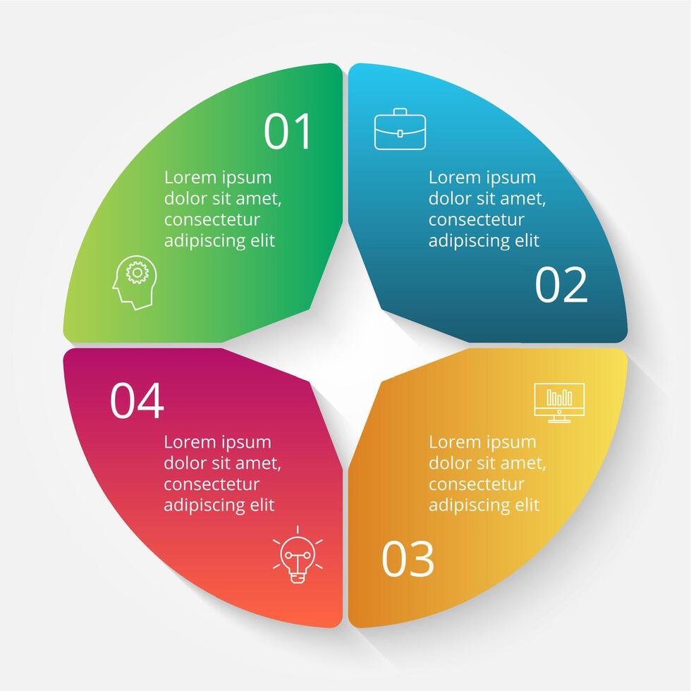 Circle element for infographic. Template for cycle diagram, graph, presentation and round chart. Business concept with 4 options, parts, steps or processes vector
