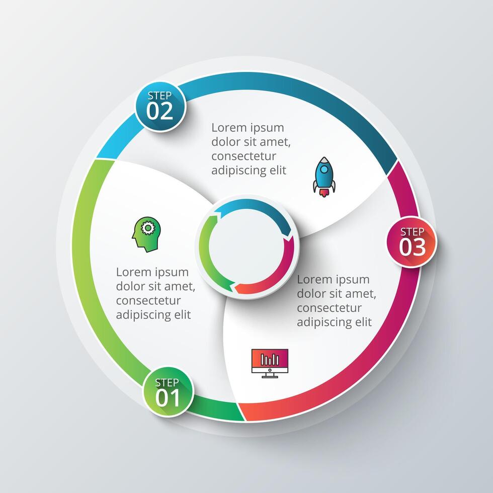 Infographic design template. Business concept with 3 options, parts, steps or processes. Can be used for workflow layout, diagram, number options, web design vector