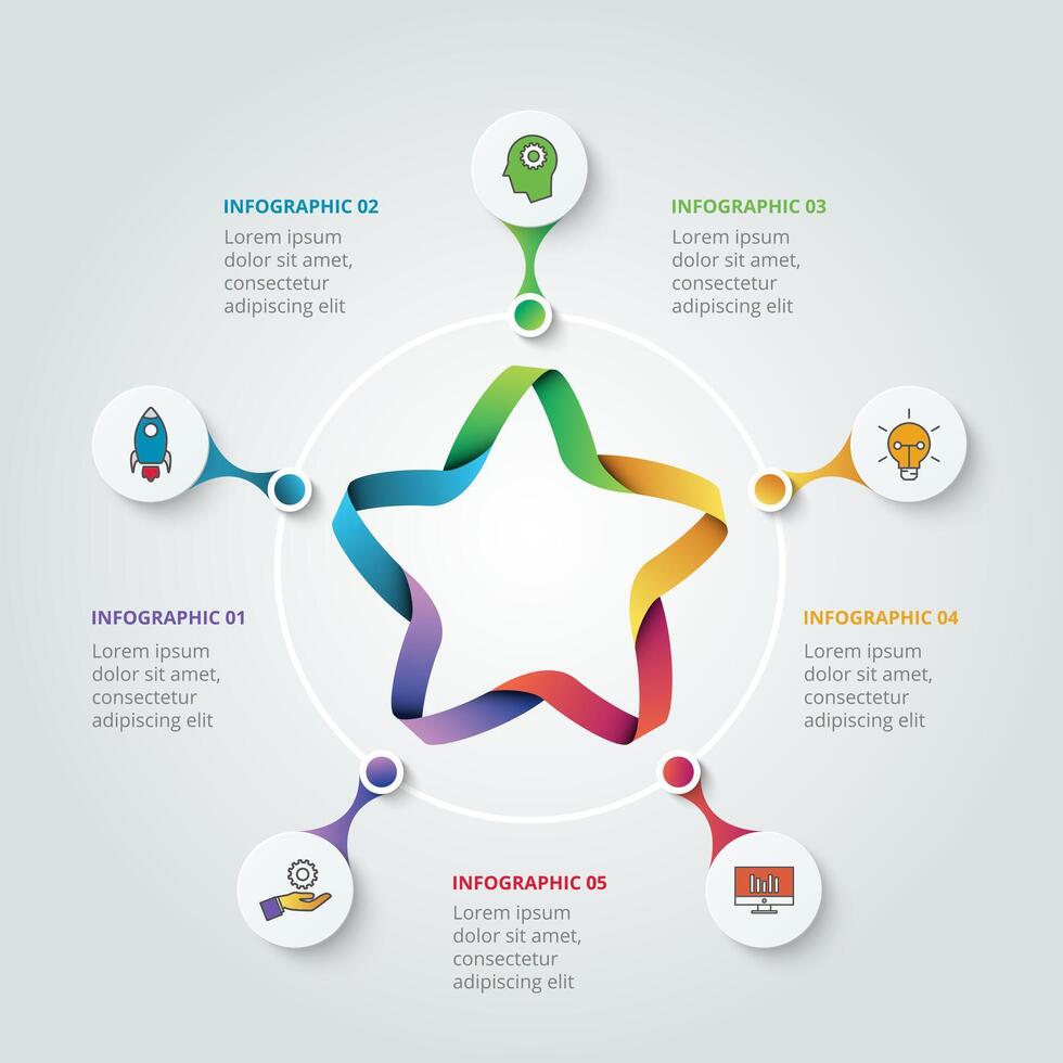 Colorful infographic with star and icons vector