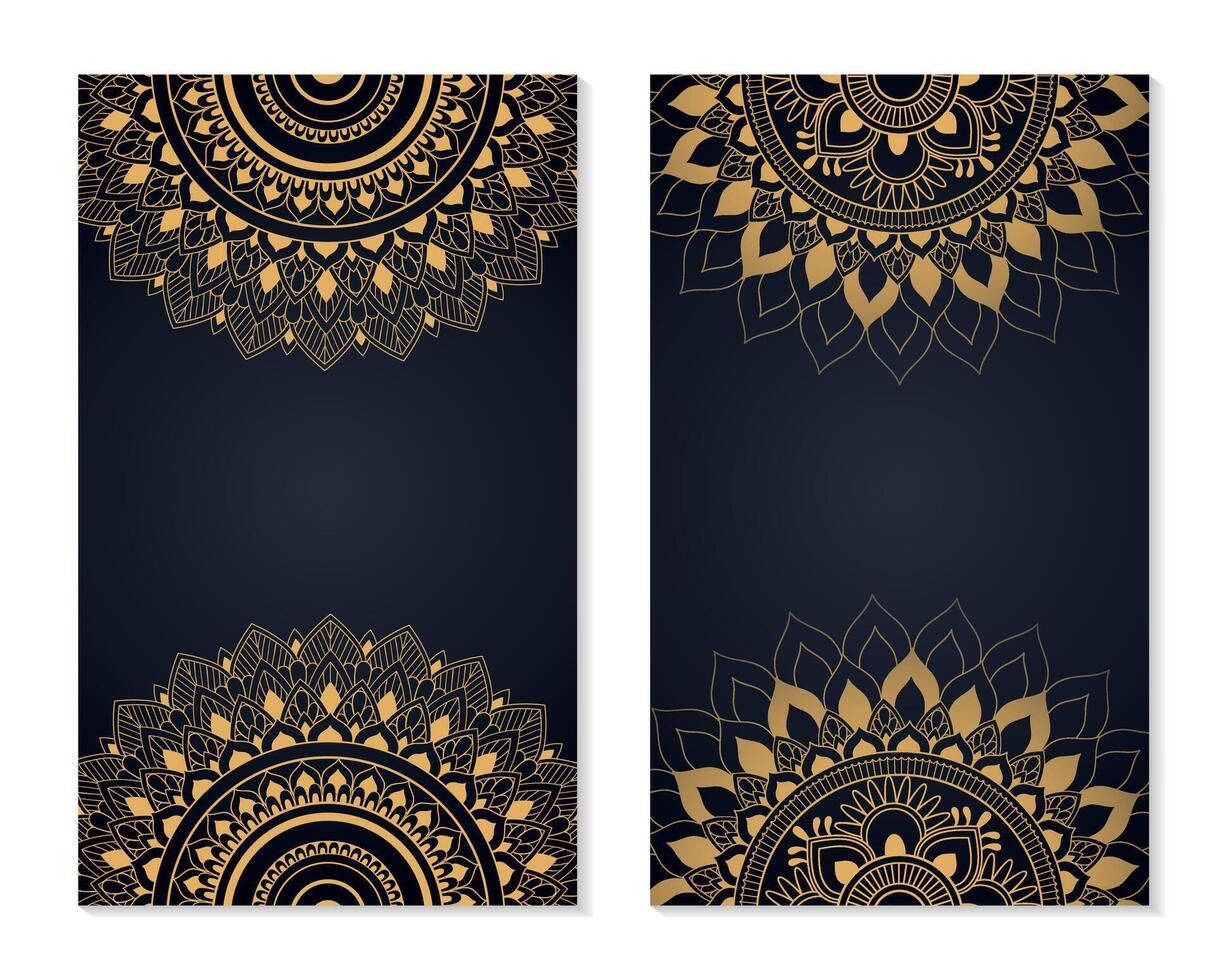 Golden Mandala Business Card Templates, Illustration Set vector