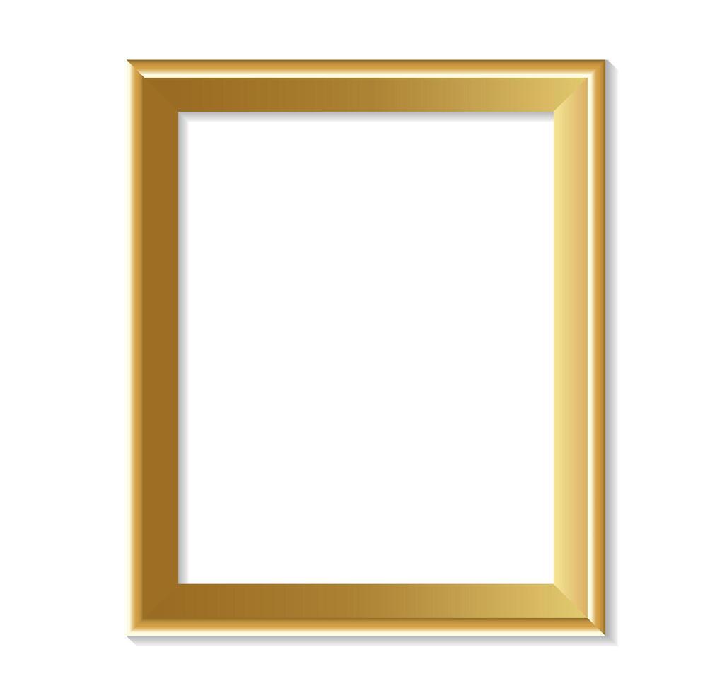 Simple Golden Picture Frame Portrait Orientation with Shadow vector